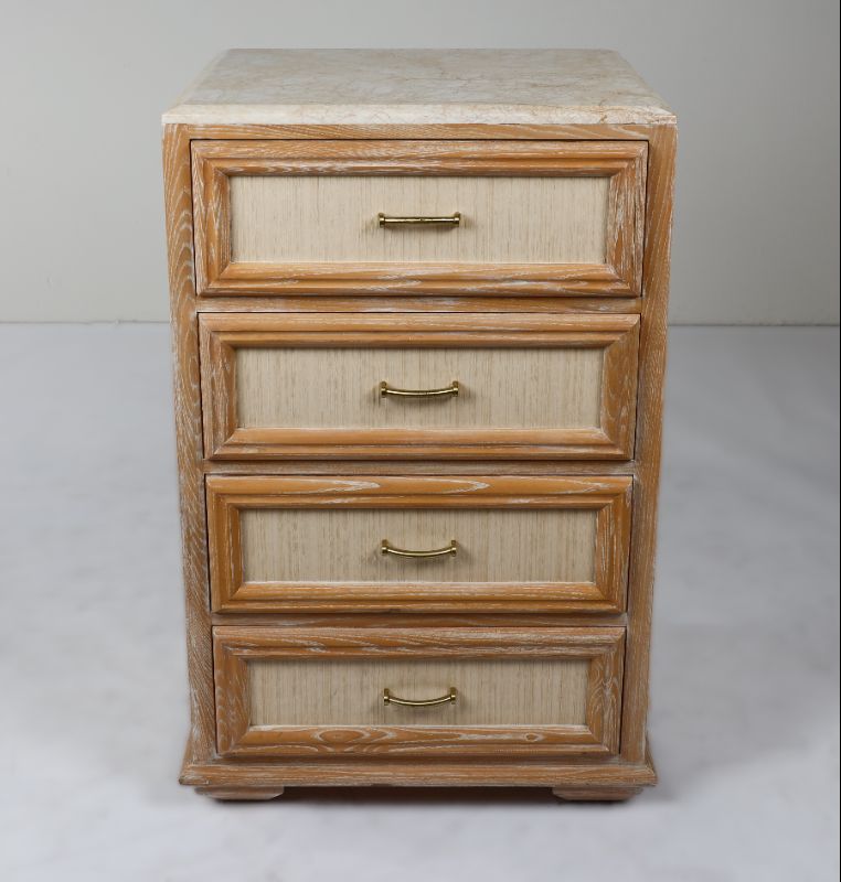 Photo 1 of 4 DRAWER NIGHT STAND WITH FAUX MARBLE TOP H 44 INCH W 21 INCH L 28 INCH