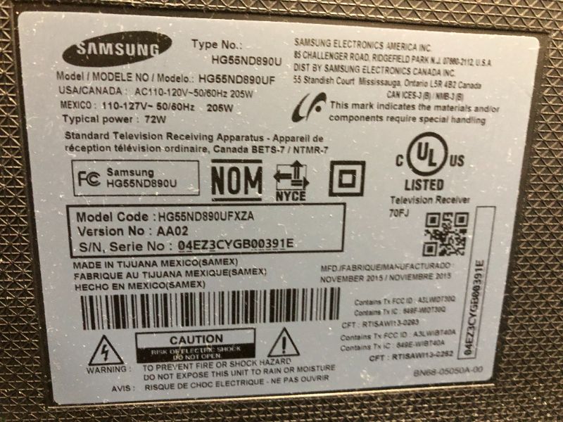 Photo 5 of SAMSUNG 55IN 2015 MODEL HG55ND890UF