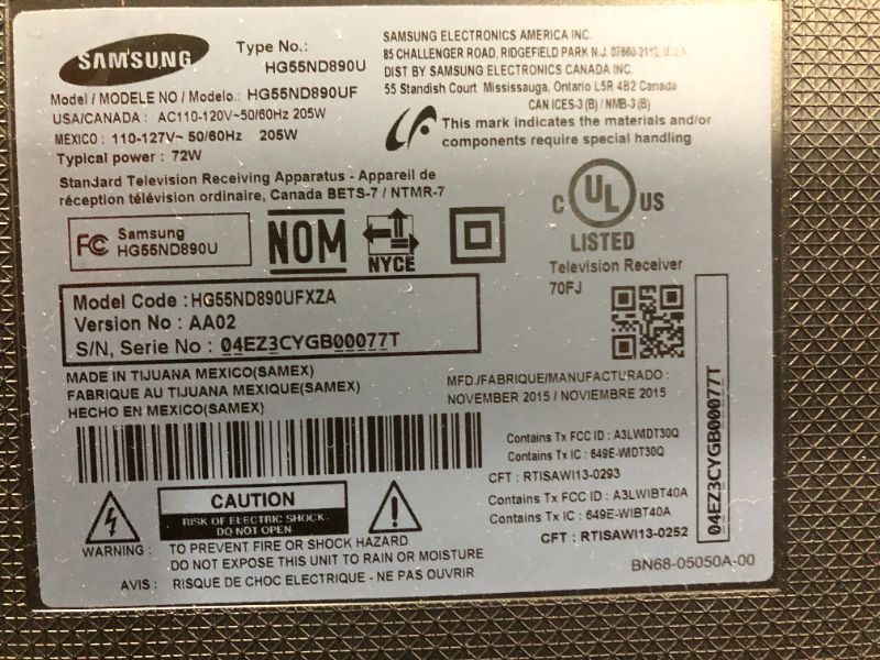 Photo 5 of SAMSUNG 55IN 2015 MODEL HG55ND890UF