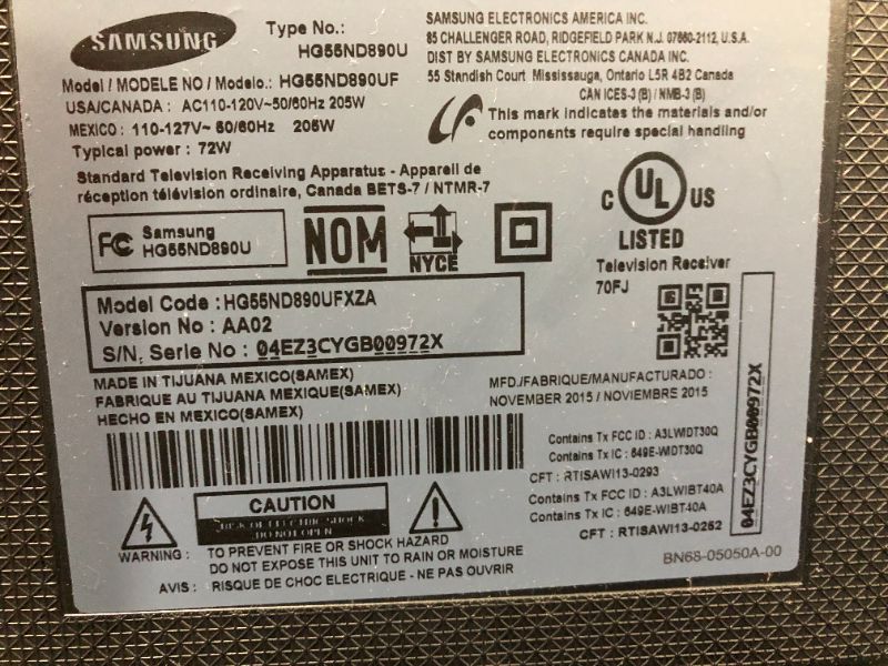 Photo 5 of SAMSUNG 55IN 2015 MODEL HG55ND890UF