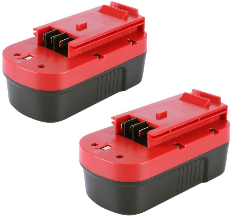 Photo 1 of Biswaye 2-Pack 3.8Ah 18V NI-CD Battery Compatible with Black & Decker HPB18-OPE 18-Volt Slide Pack Battery HPB18 244760-00 A1718 FS18FL FSB18 and 18-Volt Firestorm Cordless Power Tools
