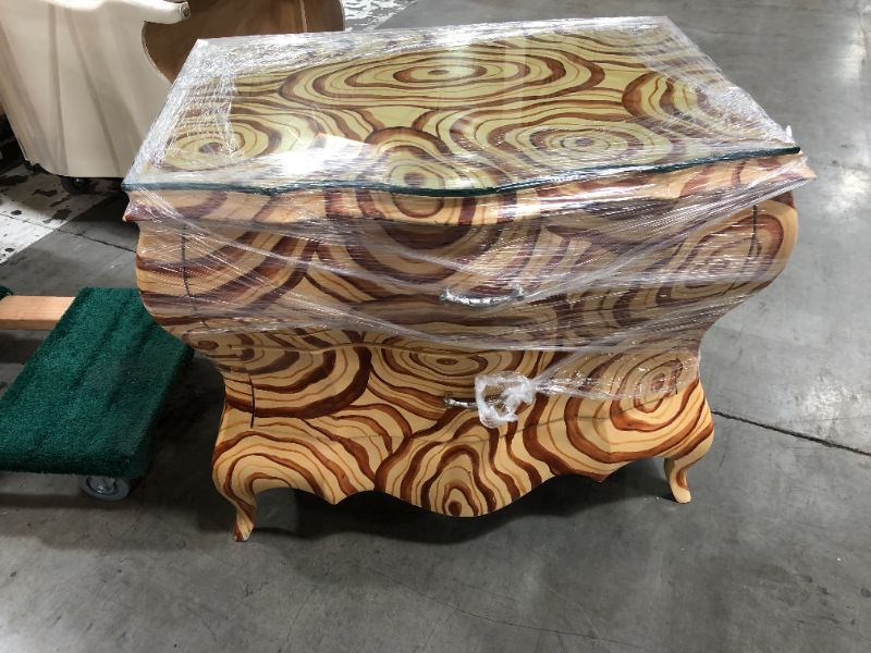 Photo 4 of GLASS (Mirrored) TOP 2 DRAWER FAUX TREE RING DRESSER 30L X 22W X 36H