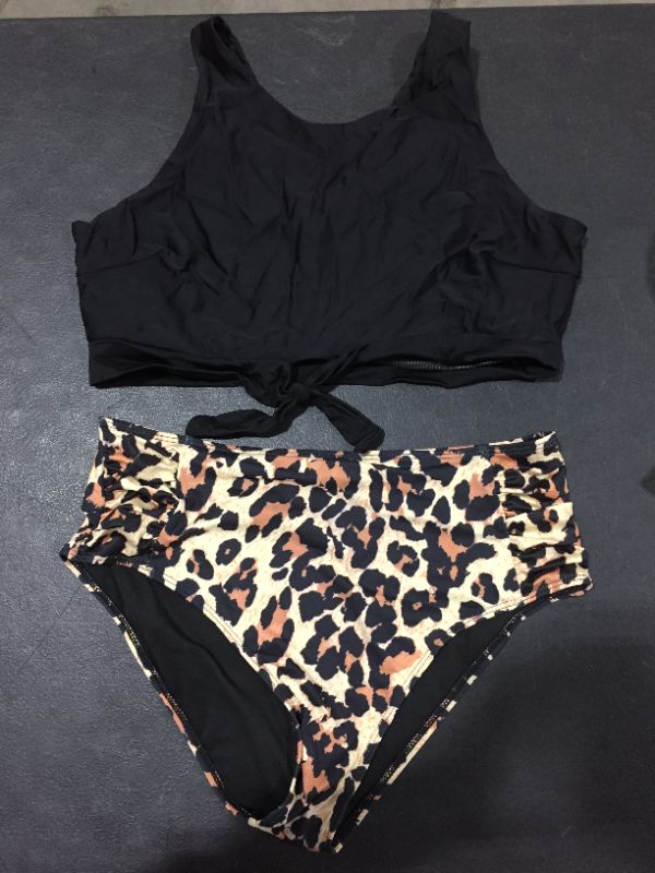 Photo 2 of  Women Knot Tankini Set Ruched High Waist 2 Piece Cute Swimsuit size xl
