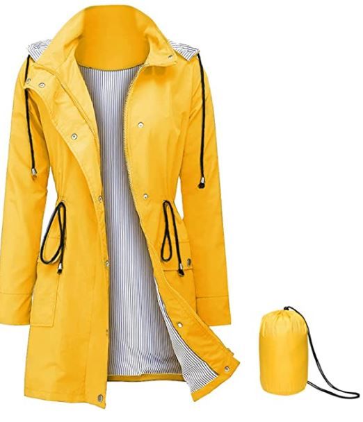 Photo 1 of Women Light Rain Jacket Waterproof Active Outdoor Trench Raincoat with Hood Lightweight Plus Size for Girls size xl