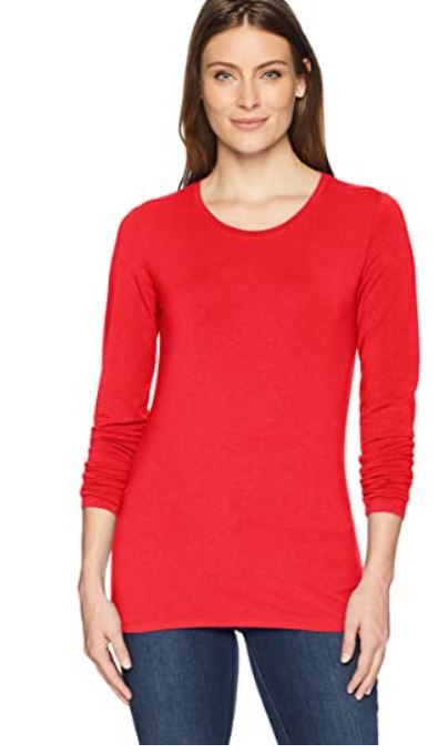 Photo 1 of Amazon Essentials Women's Classic-Fit Long-Sleeve Crewneck T-Shirt size s