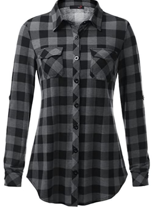 Photo 1 of DJT Women’s Roll Up Long Sleeve Collared Button Down Plaid Shirt size xl