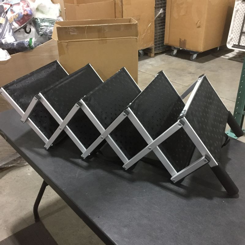 Photo 2 of Folding Dog Car Ramp with Portable Aluminum Fram for Large Dog, Foldable Pet Step Stairs with Nonslip Surface for High Beds, Trucks, Cars and SUV, Lightweight Pet Ladder Support 150-200 Lbs