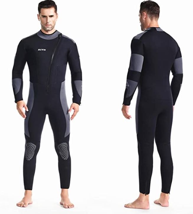 Photo 1 of ZCCO Men’s Wetsuit Ultra Stretch 5mm Neoprene Swimsuit, Front Zip Full Body Diving Suit, one Piece for Snorkeling, Scuba Diving Swimming, Surfing size 3x