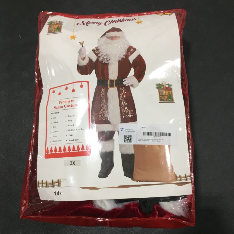 Photo 2 of  Adult Santa Claus Costume Christmas Costume 12pcs Set Santa Suit for Men size 3x
