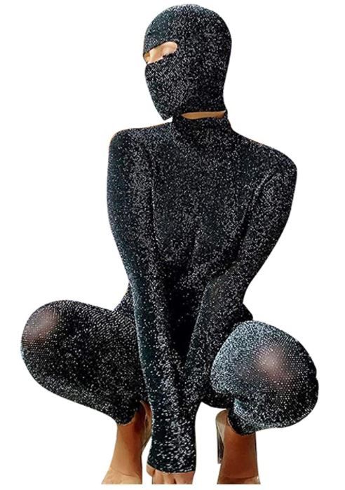 Photo 1 of  Womens Sexy See Through Clubwear Jumpsuit Sparkly Backless Bodycon Long Sleeve Jumpsuits Party Night Outfits size S