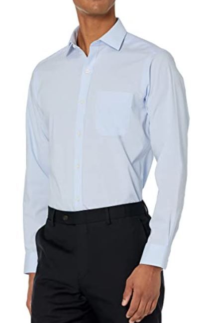 Photo 1 of Buttoned Down Men's Tailored Fit Stretch Poplin Dress Shirt, Supima Cotton Non-Iron, Spread-Collar size 15'' neck 35'' sleeve