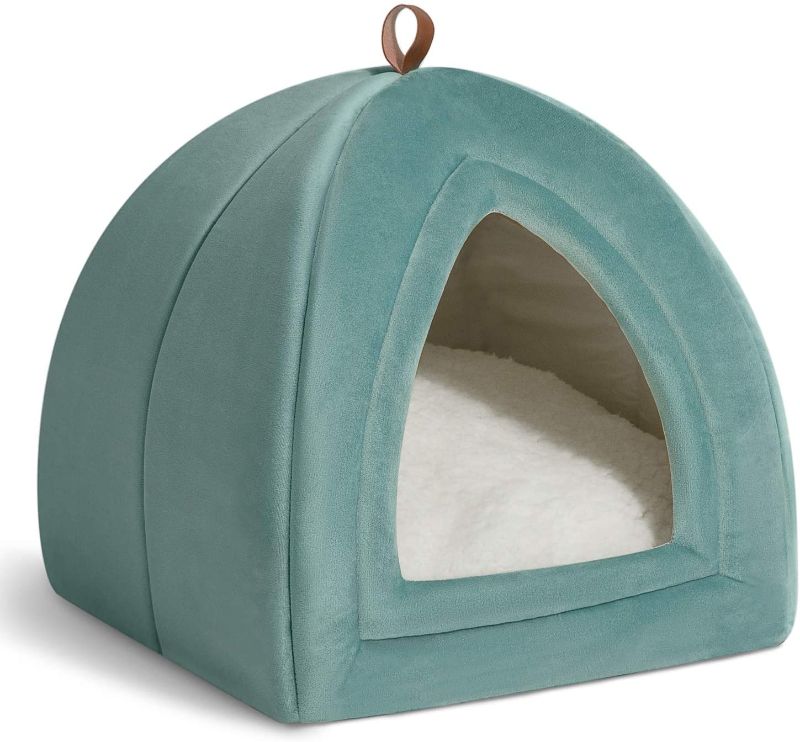 Photo 1 of Bedsure Cat Bed for Indoor Cats, Cat Houses, Small Dog Bed - 15/19 inches 2-in-1 Cat Tent, Kitten Bed, Cat Hut, Cat Cave with Removable Washable Cushioned Pillow, Outdoor Dog Tent Beds
