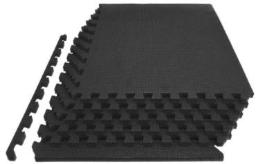 Photo 1 of  Exercise Puzzle Mat Black 24 in. x 24 in. x 1 in. EVA Foam Interlocking set of 11