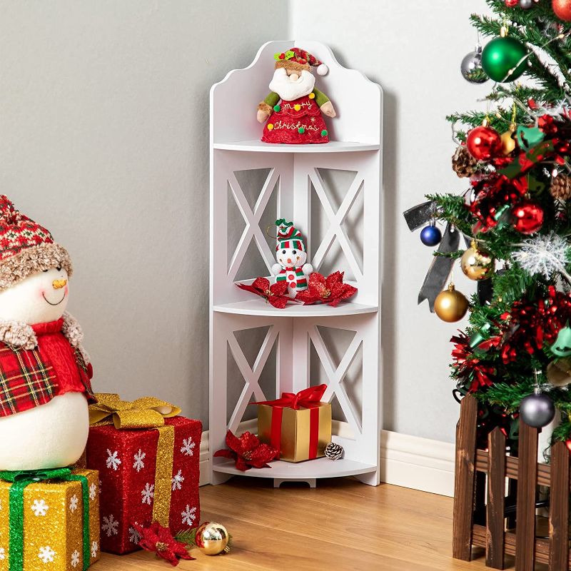 Photo 1 of Corner Shelf,Corner Shelves for Living Room,Small Corner Shelf for Corner Storage,Corner Stand Great for Corner Decor Storgage,Small Corner Table Shelf Perfect for Small Spaces,White by TuoxinEM