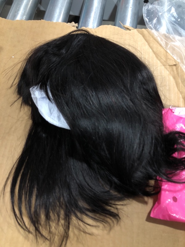 Photo 3 of 100% Remy Malaysian Human Hair Wigs With Bangs Bob Straight Full Wig Black Brown
