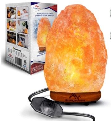 Photo 1 of Natural Himalayan Pink Salt Lamp, 7-9 lbs, Salt Rock Lamp, Himalayan Lamp, Sea Salt Lamp, Handmade, Night Light, Dimmer Switch, Wood Base, Home Décor