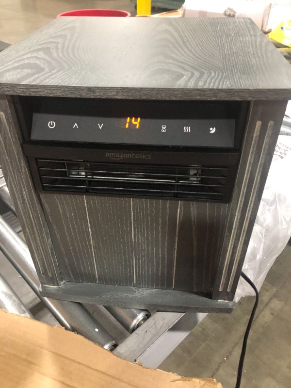 Photo 3 of Amazon Basics Cabinet Style Space Heater, Grey Wood Grain Finish, 1500W
