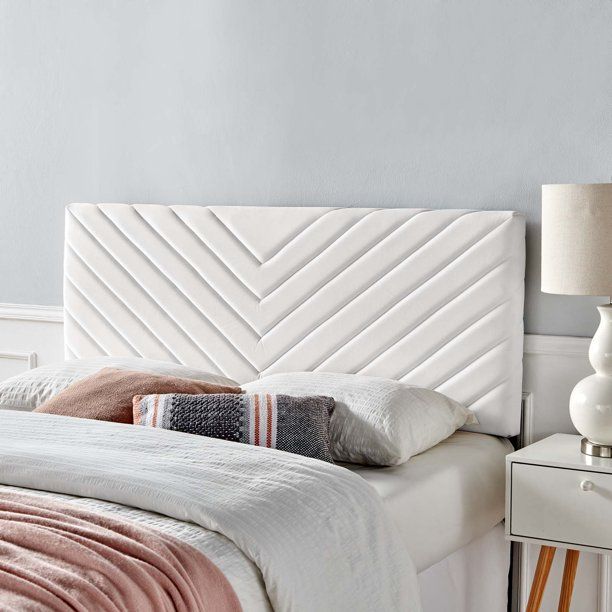 Photo 1 of Alyson Chevron Tufted Performance Velvet Full / Queen Headboard in White
LOOSE HARDWARE