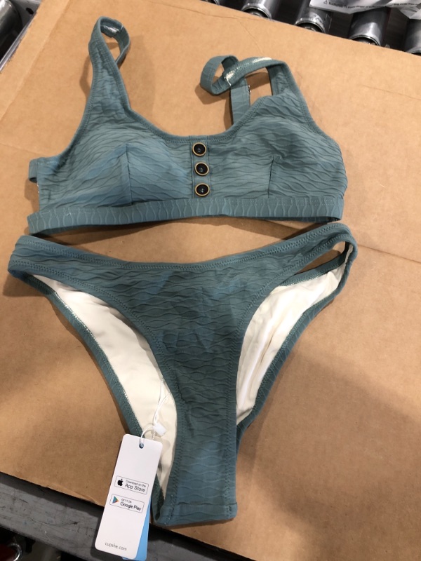 Photo 2 of Cara Textured Button Front Bikini- Medium
