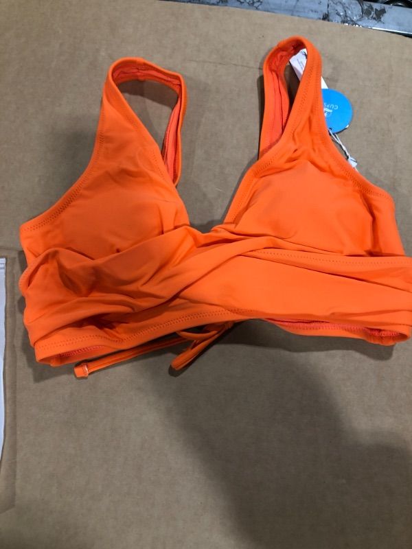 Photo 2 of Monroe Orange Lace-Up Back Bikini Top- Large