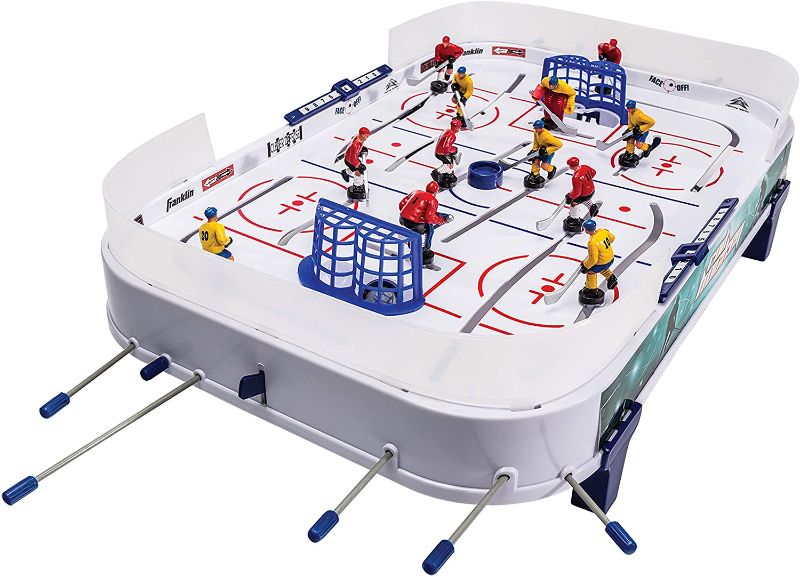 Photo 1 of Franklin Sports Table Top Rod Hockey Game Set - Perfect Hockey Toy + Gameroom Game for Kids + Family - Mini Tabletop Rod Hockey Board + Pucks Included
MISSING PIECES, MISSING PACKAGE.