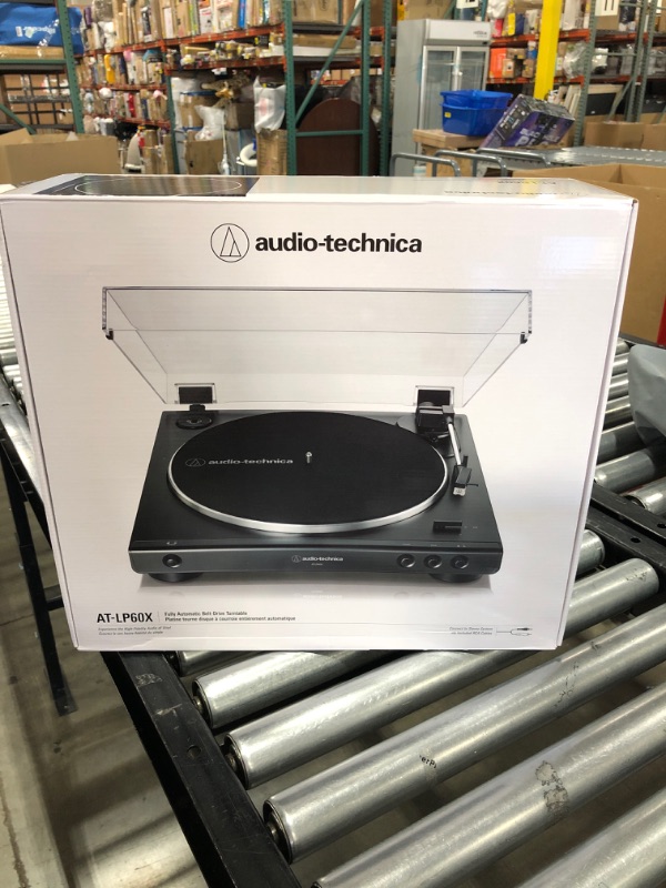 Photo 4 of Audio-Technica AT-LP60X-BK Fully Automatic Belt-Drive Stereo Turntable, Black, Hi-Fi, 2 Speed, Dust Cover, Anti-Resonance, Die-Cast Aluminum Platter
BRAND NEW ITEM.