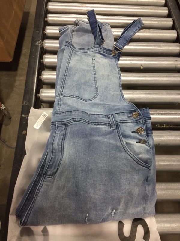 Photo 1 of WOMEN'S DISTRESSED OVERALLS SIZE 2XL. BLUE. PRIOR USE.