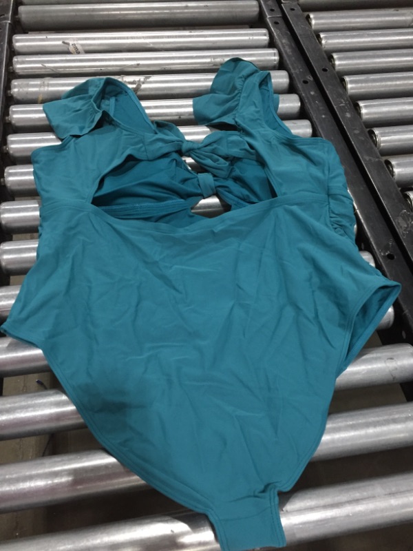 Photo 3 of CUPSHE WOMEN'S SOLID COLOR DESIGN SWIMSUIT, DARK TEAL, SIZE 4XL. NEW.