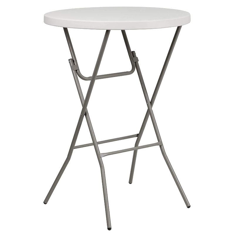 Photo 1 of Flash Furniture 2.63-Foot Round Granite White Plastic Bar Height Folding Table. OPEN BOX. 