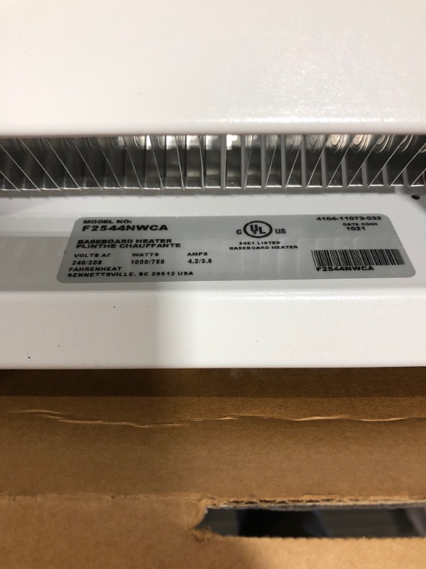 Photo 4 of Fahrenheat F2544 4' BASEBOARD HEATER , white
