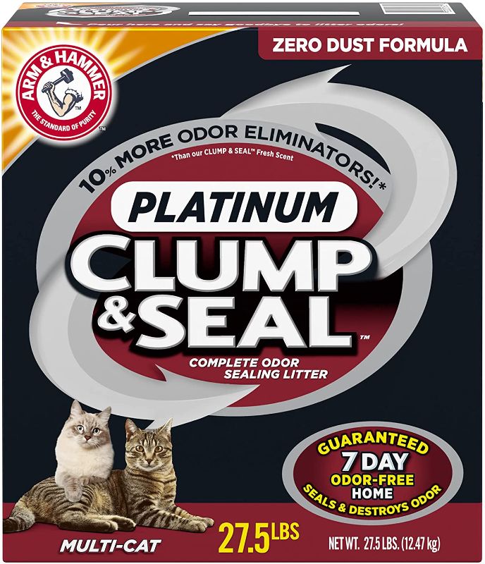 Photo 1 of ARM & HAMMER Clump & Seal Platinum Clumping Cat Litter, Multi-Cat, 27.5lb
