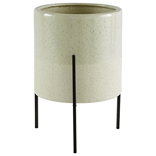 Photo 1 of Amazon Brand – Rivet Mid-Century Ceramic Planter with Iron Stand 14"H, Pale Green
