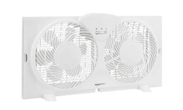 Photo 1 of Amazon Basics Window Fan with Manual Controls, Twin 9-Inch Blades