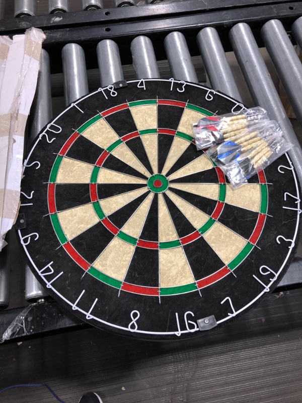 Photo 2 of  Dartboard with Staple-Free Bullseye, 18g Steel Tip Darts Set,12 Steel Tip Darts 18g, Dartboard Mounting Kits Included
