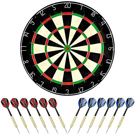 Photo 1 of  Dartboard with Staple-Free Bullseye, 18g Steel Tip Darts Set,12 Steel Tip Darts 18g, Dartboard Mounting Kits Included