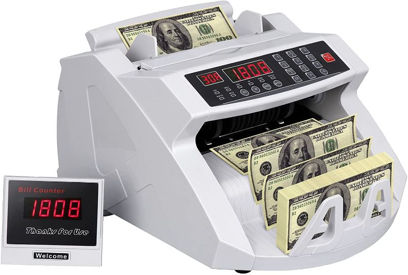 Photo 1 of SUPER DEAL Automatic Money Bill Counter Detector Display Currency Cash Counter Bank Machine, Banknote UV and MG Counterfeit Bill Detection (#1)
