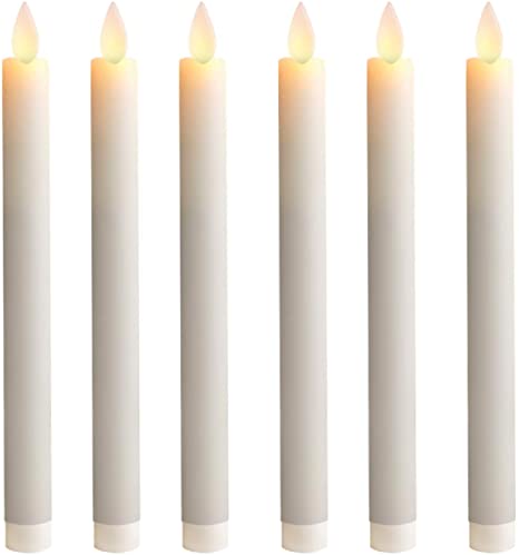 Photo 1 of 5plots 9.5 Inch Wax Flameless Dancing flame Taper Candles with Moving Wick and Timers, Battery Operated Flickering LED Candlesticks for Easter, Dinner Table Centerpieces, Party Decoration, Set of 6
