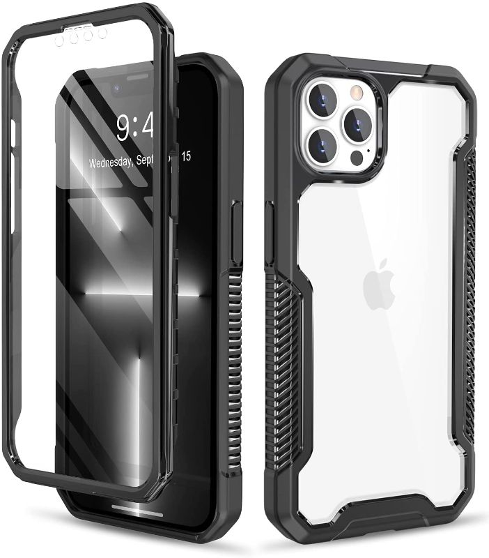 Photo 1 of Togestar BlackWarrior Series for iPhone 13 Pro Max Case, [Built-in Touch-Sensitive Screen Protector], Clear 360° Full Body Flexible TPU Bumper Heavy Duty Protective Cover, Black
