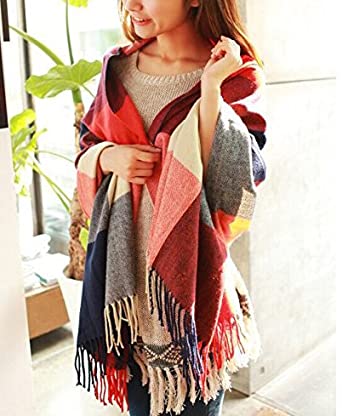 Photo 1 of Wander Agio Women's Fashion Long Shawl Big Grid Winter Warm Lattice Large Scarf
