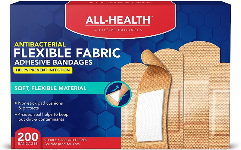 Photo 1 of All Health Fabric Adhesive Bandages, Assorted Sizes Variety, 200 Count
