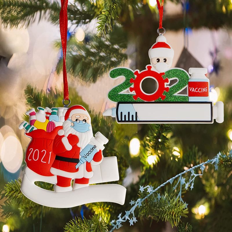 Photo 1 of 2021 Personalized Christmas Ornament, DIY Creative Decorations, Christmas Tree Hanging Ornament, Holiday Home Decoration Gift for Friend Family, 2PCS
