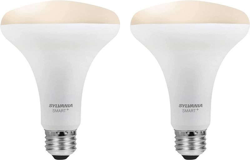 Photo 1 of SYLVANIA Bluetooth Mesh LED Smart Light Bulb, One Touch Set Up, BR30 65W Replacement, E26, Soft White, Works with Alexa Only - 2 PK (75763)
