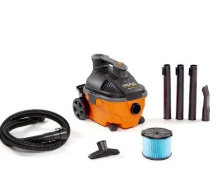 Photo 1 of 4 Gallon 5.0-Peak HP Portable Wet/Dry Shop Vacuum with Fine Dust Filter, Hose and Accessories
