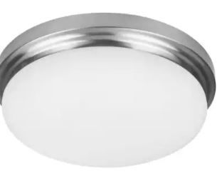 Photo 1 of Chilton 15 in. 170-Watt Equivalent Brushed Nickel Selectable Integrated LED Flush Mount with Glass Shade
