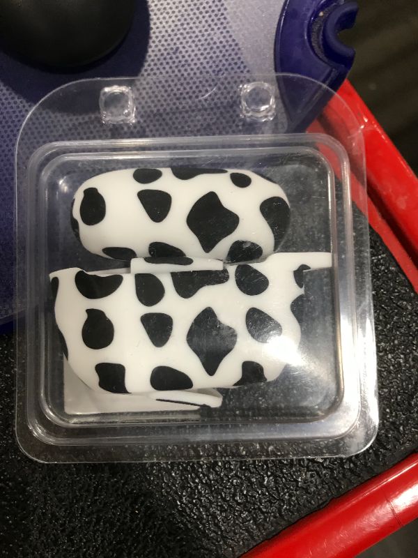 Photo 2 of NIUTRENDZ Cute Cow Print Case for Airpods Pro Case Cover TPU Hard Case Protective Skin with Keychain Compatible with Apple AirPods Pro (Black)
