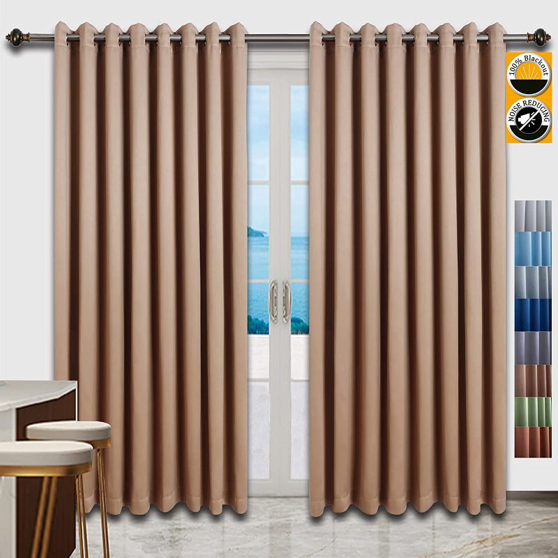 Photo 1 of 100% Blackout Curtains for Bedroom/Living Room/Terrace Doors, Curtains 84 inches Long Gold,Wide Curtains(104 x 84 inches, 1 Panel),MAIHAI
