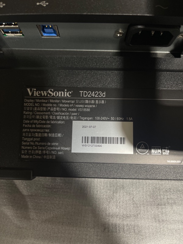 Photo 5 of ViewSonic TD2423D 24 Inch 1080p 10-Point Multi IR Touch Screen Monitor with Eye Care HDMI, VGA, USB Hub and DisplayPort
