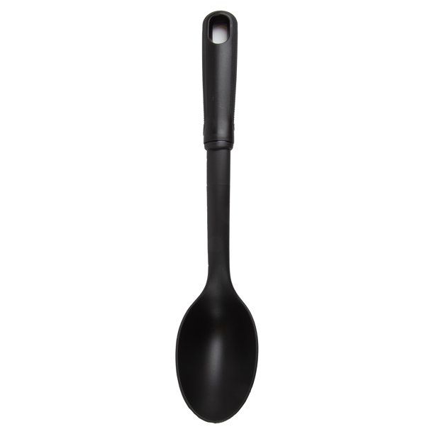 Photo 1 of (2 pack) Nylon Solid Basting Spoon, Soft-Touch Handle, Black, Dishwasher Safe