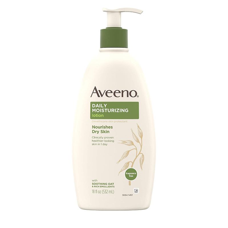 Photo 1 of Aveeno Daily Moisturizing Body Lotion with Soothing Oat and Rich Emollients, Fragrance-Free, 18 Fl Oz
