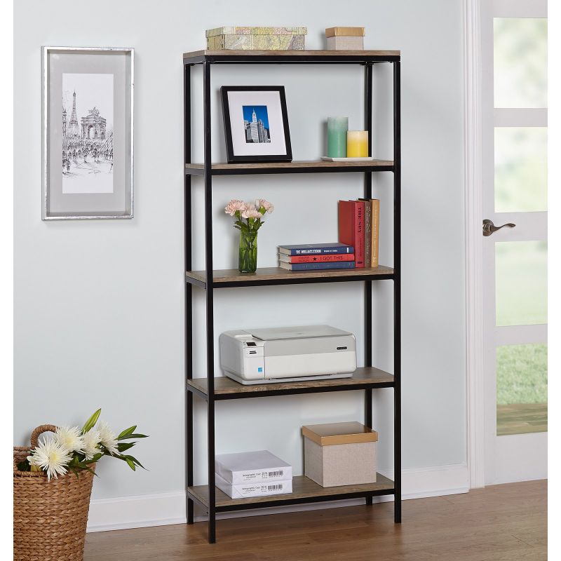 Photo 1 of 5 Tier Bookshelf, Tall Bookcase Shelf Storage Organizer, Modern Book Shelf for Bedroom, Living Room and Home Office, Black